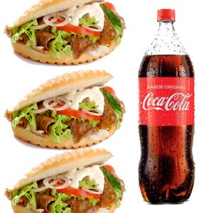 3 kebab + 1 litro de coca cola